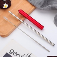 304 Stainless Steel Metal Telescopic Drinking Straw Travel Reusable Straw Set Straw Brush