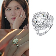 Xu Me Dazzling Xu Yan Zhao Lusi Same Style Super Flash Diamond Ring Light Luxury Open Ring