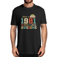 40th Anniversary Birthday Gift Made In 1981 Vintage Funny T-Shirt For Men 1 Cotton