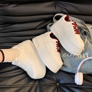 Women's Spring/Autumn White & Red Thick Sole Sneakers | NB1V