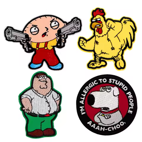 Mix 4pcs/set Jocular Family Embroidered Patch Comedy Iron On Patches For Clothing DIY Patch Jackets