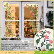 [Ihoce] Window Sticker Glass Decal Easy to Peel Flower Window Cling Static Window Decal