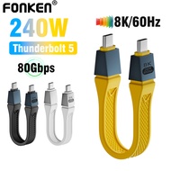 Fonken 240W Type C Short Charging Cable USB4.0 80Gbps Data Transfer Type C Powerbank Cable