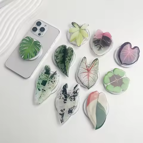 Diverse Plant Leaves Phone Holder Socket Grip Talk for Magsafe IPhone Mac Samsung Safe Ring Finger E