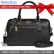 Coach Handbag In Gift Box Crossbody Bag Rowan Satchel Leather Black # F79946