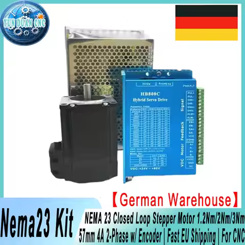 German Warehouse NEMA 23 Closed Loop Stepper Motor 1.2Nm/2Nm/3Nm | 57mm 4A 2-Phase w/ Encoder | Fast