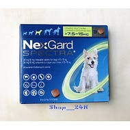 1 hộp NexGard Spectra trị giun, ghẻ, ve rận, viêm da (chó 7,5 - 15kg; hộp 3 viên)