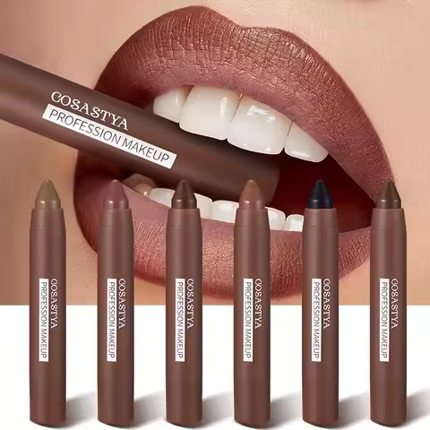 6 colors of matte crayon lipstick, long-lasting and waterproof, full effect, create perfect lip make