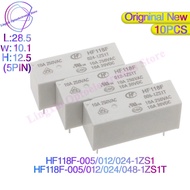 10Pcs/lot Power Relay HF118F-005-1ZS1T HF118F-012-1ZS1T HF118F-024-1ZS1T 5Pin 10A Power Relays 5V 12