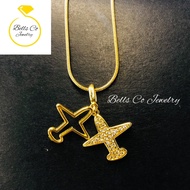 Necklace Airplane stainless gold