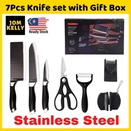 JOM KELLY Everrich Non-Stick Coating 7pcs Knive Set Cleaver Knife Sharpener Kitchen Tools