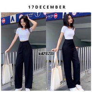 DEC76 loose wide-leg pants - high-waisted front zip with 1 button in snow and rain.