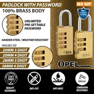 MYDIYHOMEDEPOT - OPEL 100% Brass Combination Password Padlock Resettable Combination Padlock Mangga 