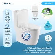 NEW Branded Upgraded Geberit Rimless Double Tornado Toilet Bowl w/ Soft Close Heavy Duty UREA Seat