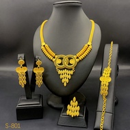 [4-Piece Set] Dubai Popular Wedding Jewelry Necklace Bracelet Earrings Ring Ladies Exaggerated Set A