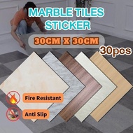 30PCS Marble Floor Stickers 30x30cm Peel Stick Vinyl Tiles for Bedroom Makeover | DIY Waterproof Flo