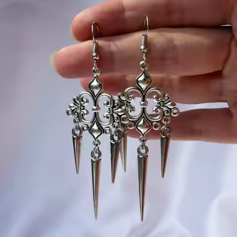 Punk Metal Piercing Curved Spike Earrings For Women Goth Grunge Aesthetic Rivet Earrings Jewelry Gif