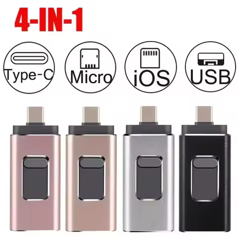 4 In1 OTG Falsh Drive 2TB USB 3.0 for iPhone Flash Drive 512GB 1T Android TYPE-C PenDrive Mobile Mic