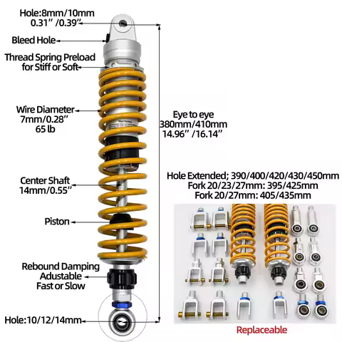 Rear Shocks Absorbers for Haojue dk125e Honda Silver Wing600/400 Benelli502 ADIVA AD3 Maxsym400 Forz