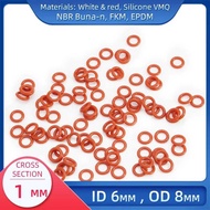 A O Ring CS 1Mm ID 6Mm OD 8Mm Material With Silicone VMQ NBR FKM EPDM Oring Seal Gasket