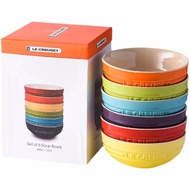 Le Creuset 12/15/20cm French ceramic Rainbow bowl Coarse clay Breakfast bowl Rice bowl 6 pieces rain