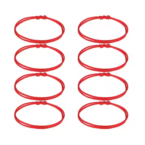 8 Piece Red Cord Bracelet Set Adjustable Kabbalah Knot String Bracelets for Friendship, Good Luck, G
