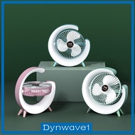 [Dynwave1] Desktop Table Fan Portable Desk Fan 3 Speeds with Light 180 Adjustable Tilt Desk USB Fans Small Quiet USB Desk Fan for Summer