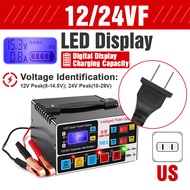 【1 Year Warranty】12V/24V Car Battery Charger LED Display Smart Pulse Repair Battery Charger Motorcyc