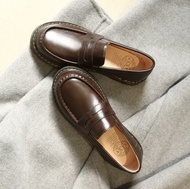 Giày loafer nữ đế cao su trong suốt thời trang retro