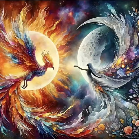 RUOPOTY Animal Diamond Painting Phoenix Women Rhinestones Art Embroidery 5d Diy Painting Round Squar