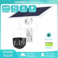 Hamrol 5MP Wifi Solar PTZ Camera 4X Zoom Night Vision Intelligent Detection CCTV Wireless Security S