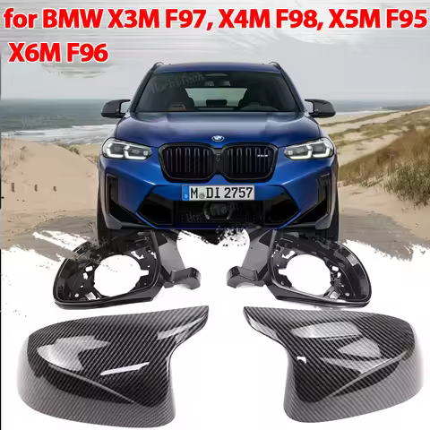 4pcs Carbon Fiber Style Black Side Mirror cover Caps for BMW X3M F97 X4M F98 2019-2024 X5M F95 X6M F