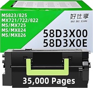 58D3X00 58D3X0E High Yield Toner Cartridge Black Replacement for Lexmark 58D3U00 Toner Cartridge for