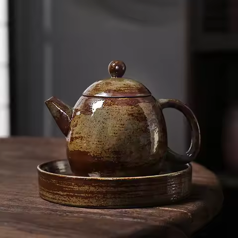 Dragon egg pot ancient early tea kettle imitation wood fire small kettle retro gilt iron uranium tea