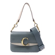 Chloe 牛皮皮革Small C Double Carry Bag金扣肩背袋