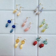 果實耳環/ 玻璃泡泡風鈴果系列 /免費改夾 /多款可選