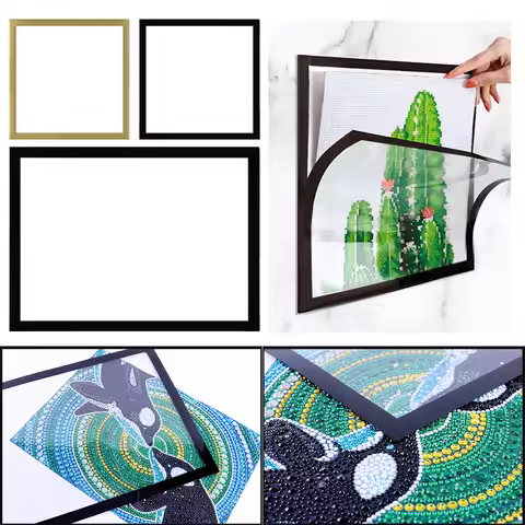 3 Pack Magnetic Diamond Picture Frames Self Adhesive Frames Diamond Art Painting Frames for 30x30cm/
