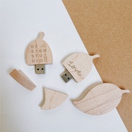 【蒔設計-客製化】64G 葉色原木隨身碟 USB