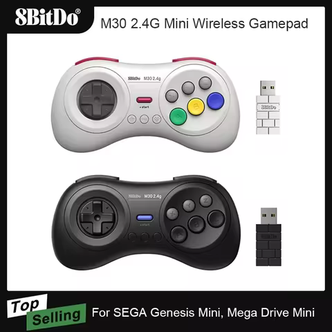8BitDo M30 2.4G Mini Gamepad Game Controller for Sega Genesis Mini and Mega Drive Mini Game Console 