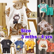 Baby Clothing Set 3 Months–6 Years Baju Budak Cotton T Shirt Shorts Set Pakaian Kanak-Kanak Lembut