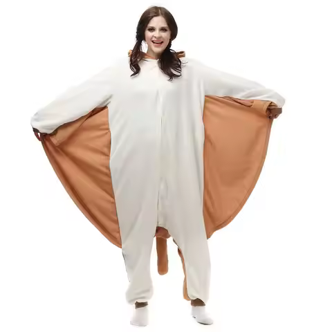 Flannel Pajamas For Women Flannel Flying Squirrel Cartoon One Piece Flannel Pajamas For Women Hooded