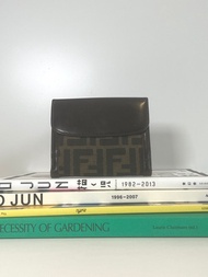 Fendi啡色老花皮革錢包皮革短夾 日本中古vintage
