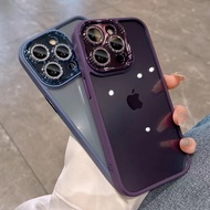 Rivel With Lens Film Glitter Transparent Hard Anti-fall Phone Case For iPhone 15 14 Pro Max Plus 13 Pro Max 12 Pro Max 11 Pro Max Luxury Fashion Dark Purple Phone Casing Bling Shockproof Cover With Diamond Lens Camera Protection Shell