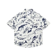 714Street ผู้ชายฤดูร้อนแขนสั้นเสื้อยืดสัตว์พิมพ์คู่เสื้อผ้า Beach-Ready หลวม Fit เสื้อผ้าฝ้าย