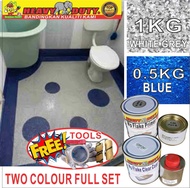 Full Set Flake ( Tow Colour Coating 1KG WHITE GREY / 0.5KG BLUE / 1L PRIMER / 1L CLEAR COAT / FREE TOOLS ) EPOXY