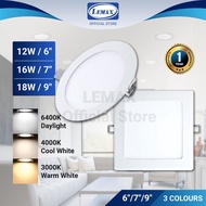 LEMAX LED Downlight - Round/Square (6"/7"/9" &amp; 12W/16W/18W)