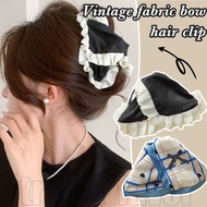 Retro Bow Triangle Shark Clip - Back Head Ponytail Holder - for Women Girl - French, Elegant, Sweet 
