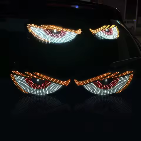 2Pcs LED Car Dynamic Devil Eye Light Sticker USB Car Decoration Devil Eye Light Car Windshield Eye L