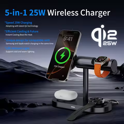 New Fast 25W Stand LED Light Charge for Apple and Samsung Phone Watch 5 in 1 Qi22 25w Wireless Charg