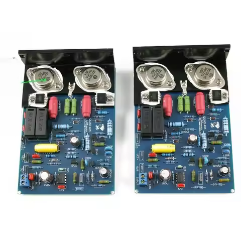 One Pair QUAD405 MJ15024 100W 8R DIY KITS Finished Baord Dual Channel Amplifier Board w/Angle Alumin